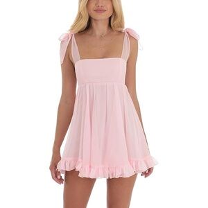 LUCY IN THE SKY ruffle babydoll dress size XXS pink flirty spring summer comfy
